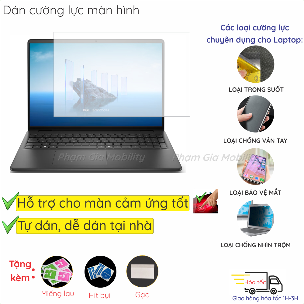 Dán màn hình cường lực cho Dell 16 15 14 DC15250 DC15255 DC14250 16 15.6 14" inch nano dẻo trong, nh