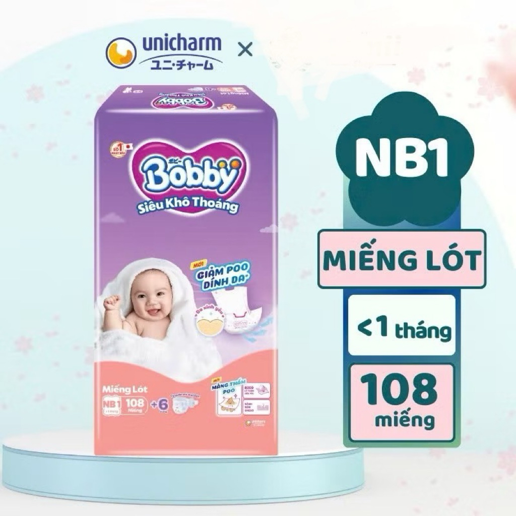 Miếng Lót Sơ Sinh Bobby NB1/NB2 - Tặng Tã Dán/Quần