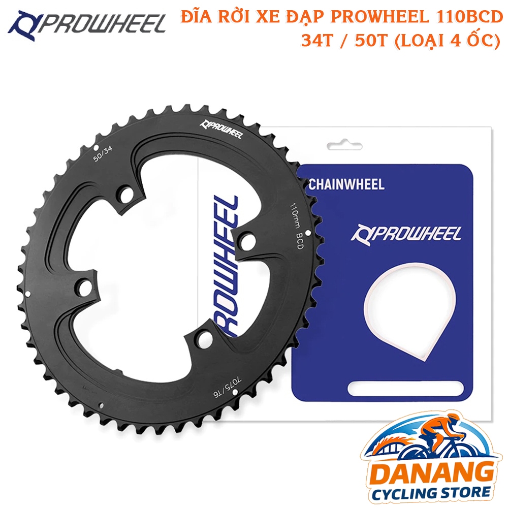Đĩa Trước Rời Xe Đạp Chainring Prowheel – Nhôm – 110BCD – 34T / 50T (Loại 4 Ốc)