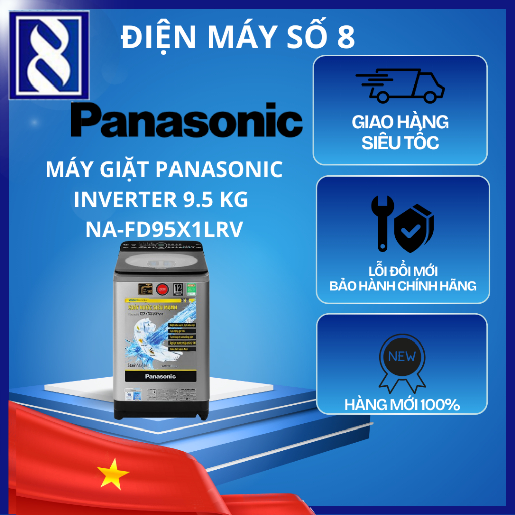 Điện Máy Số 8 | NA-FD95X1LRV | Máy giặt Panasonic Inverter 9.5 kg NA-FD95X1LRV - Chính Hãng