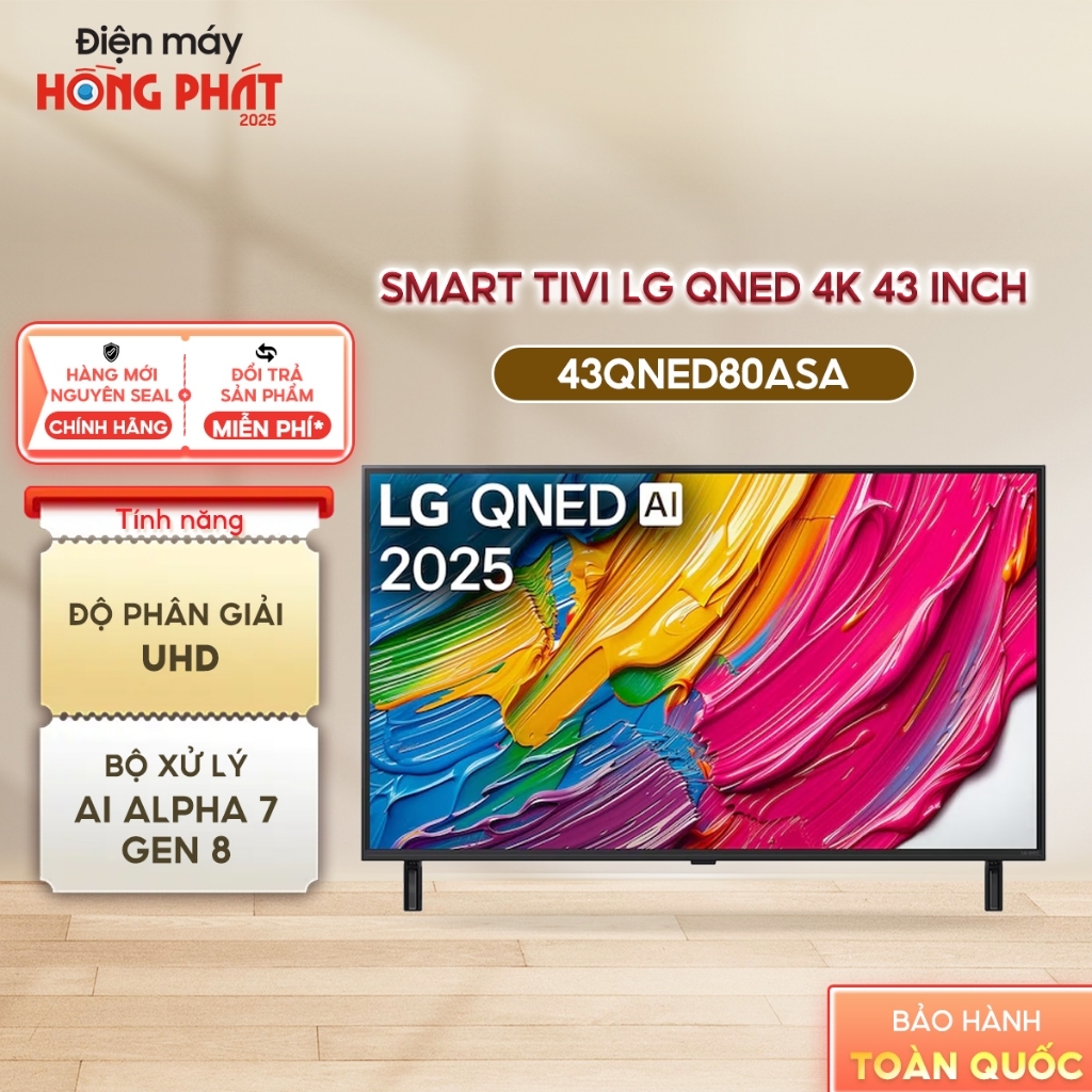 [Giao-Lắp HCM/Cần Thơ] Smart Tivi LG AI 2025 QNED AI QNED80 43 Inch 43QNED80ASA