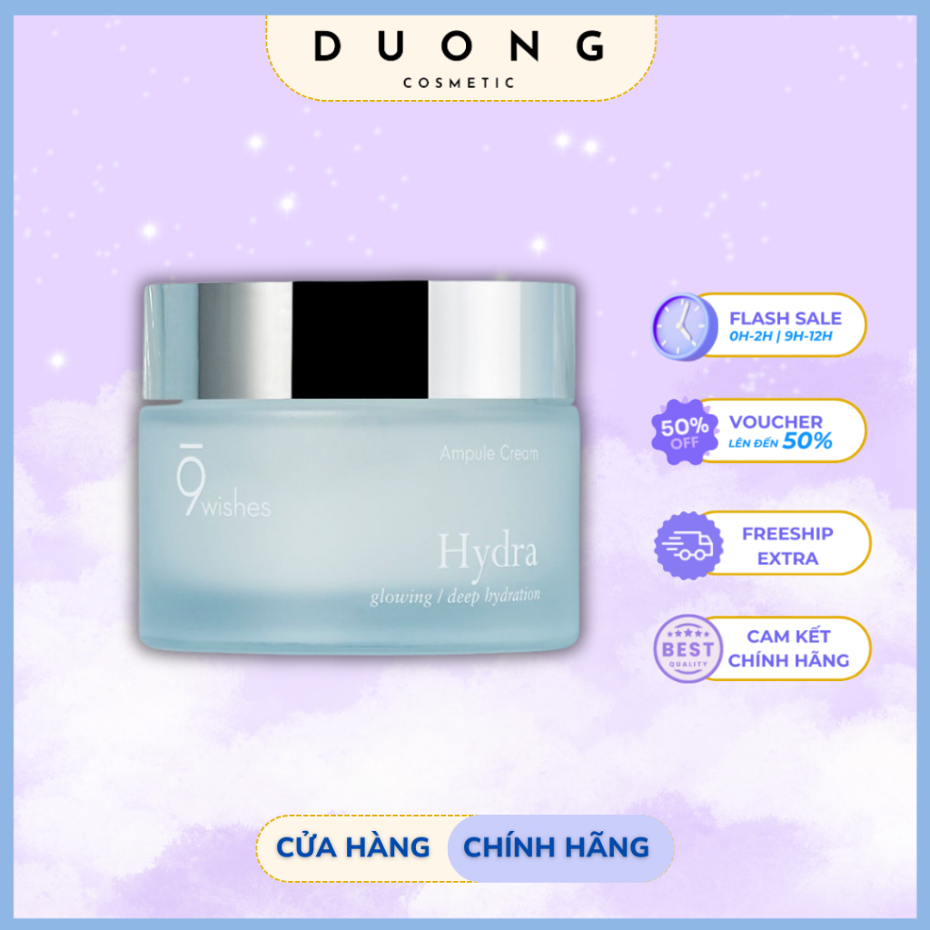 Kem Dưỡng Ẩm Cấp Nước Căng Bóng 9wishes Hydra Ampule Cream 50ml