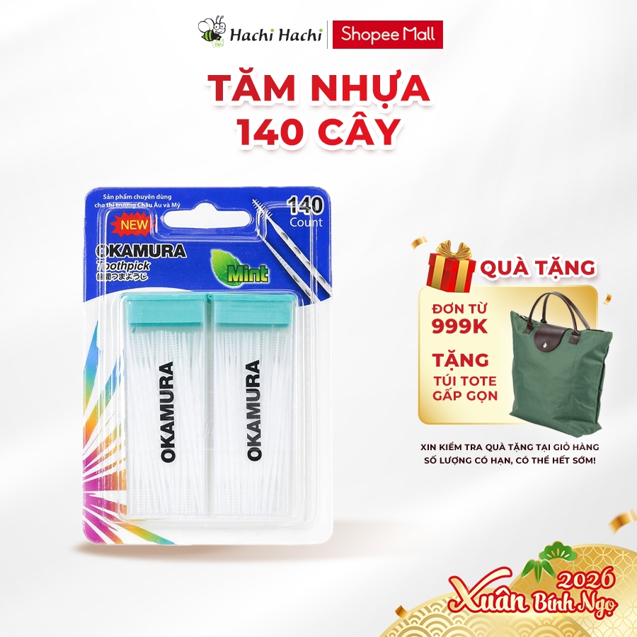 Tăm nhựa Okamura dạng hộp (2 hộp x 70 cái) - Hachi Hachi Japan Shop