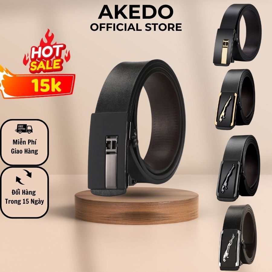 🔥 SỐC 🔥 Thắt lưng nam da cao cấp khóa hợp kim tự động sang trọng lịch lãm Akedo