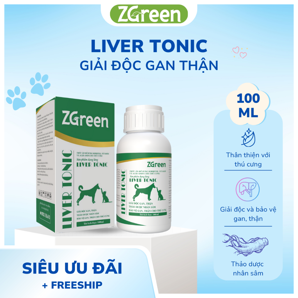 LIVER TONIC - Giải độc gan thận cho thú cưng - ZGreen - 100ml