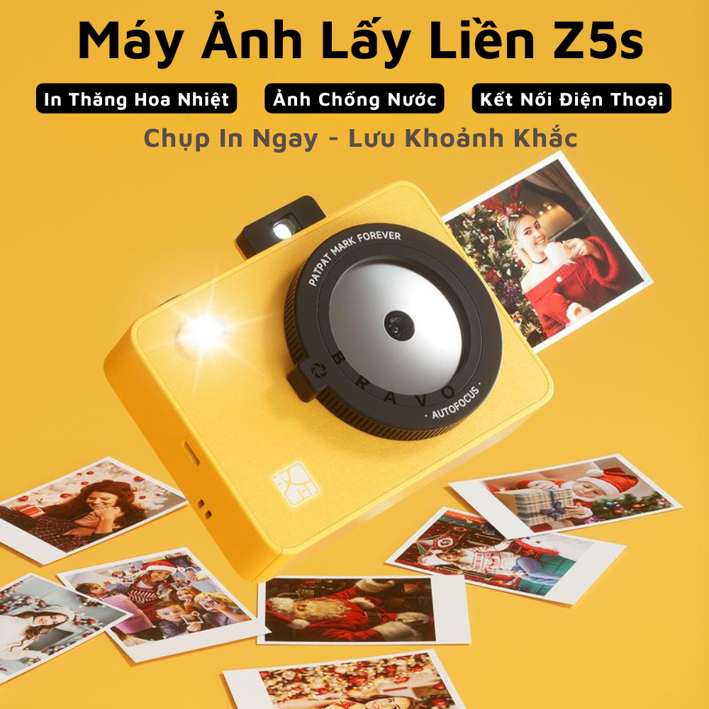 Máy Ảnh Lấy Liền In Ảnh Mini HPRT Z5s Bluetooth Công nghệ Dye Sub Chống Nước 5 Filter Kèm Mực GIấy