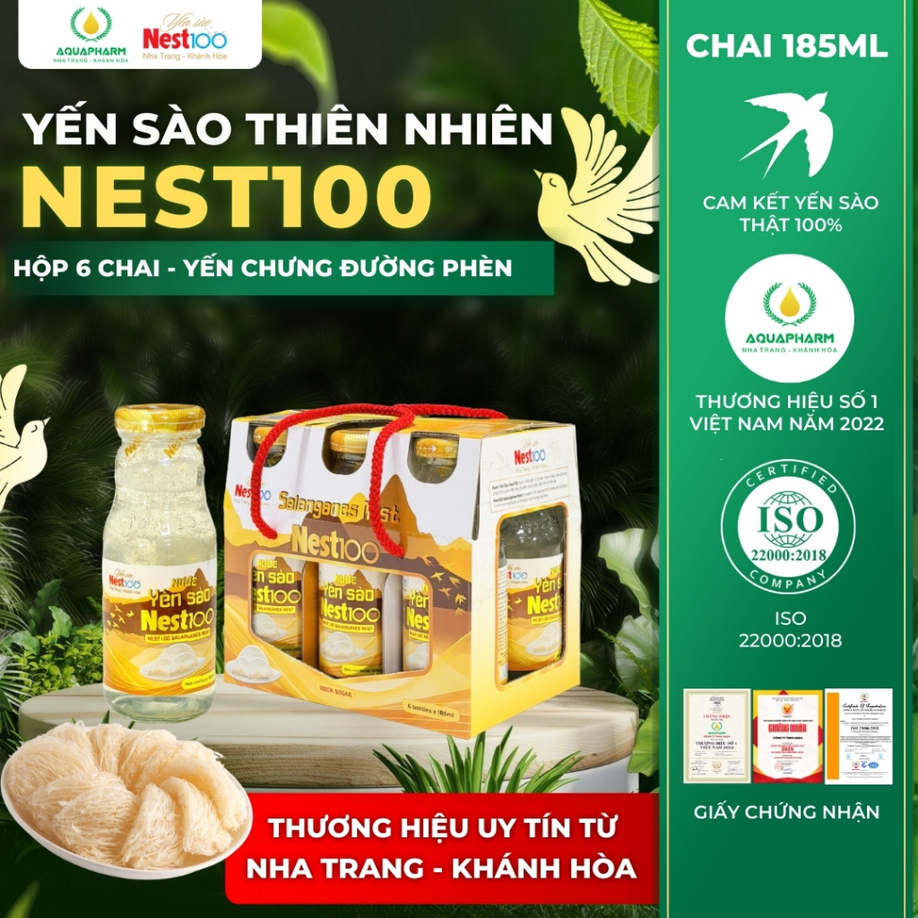 [Hộp 6 chai 185ml] Yến sào chưng đường phèn Nest100