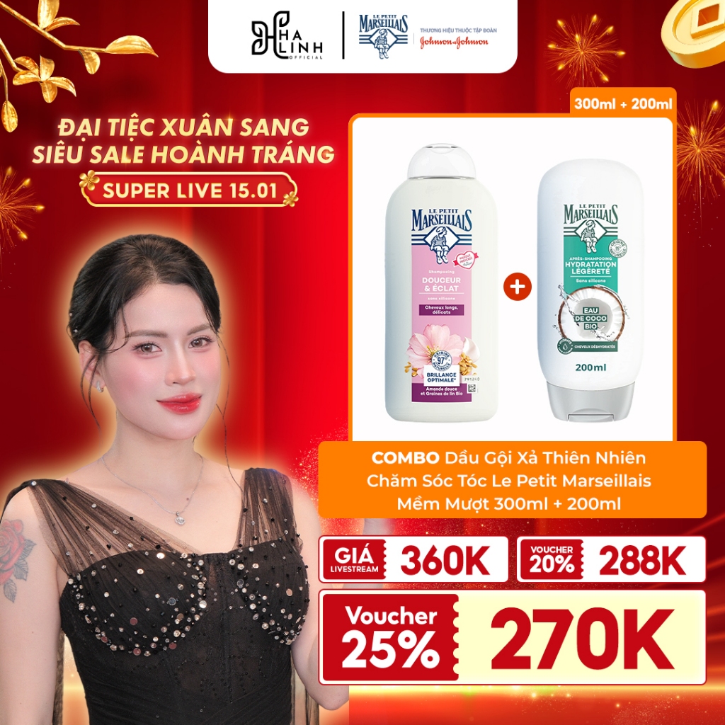[Võ Hà Linh x Le Petit Marseillais] Combo Dầu Gội Xả Thiên Nhiên Chăm Sóc Tóc Le Petit Marseillais H