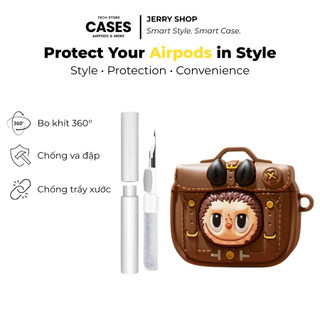 Vỏ ốp case airpods 1 2 3 4 pro và pro 2, case bảo vệ ốp tai nghe vỏ airpod bluetooth hình balo labubu - Jerry Shop