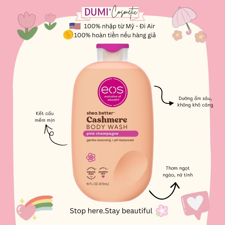 [Bill US] Sữa tắm Dưỡng ẩm và nuôi dưỡng EOS Body Wash Pink Champagne 473ml