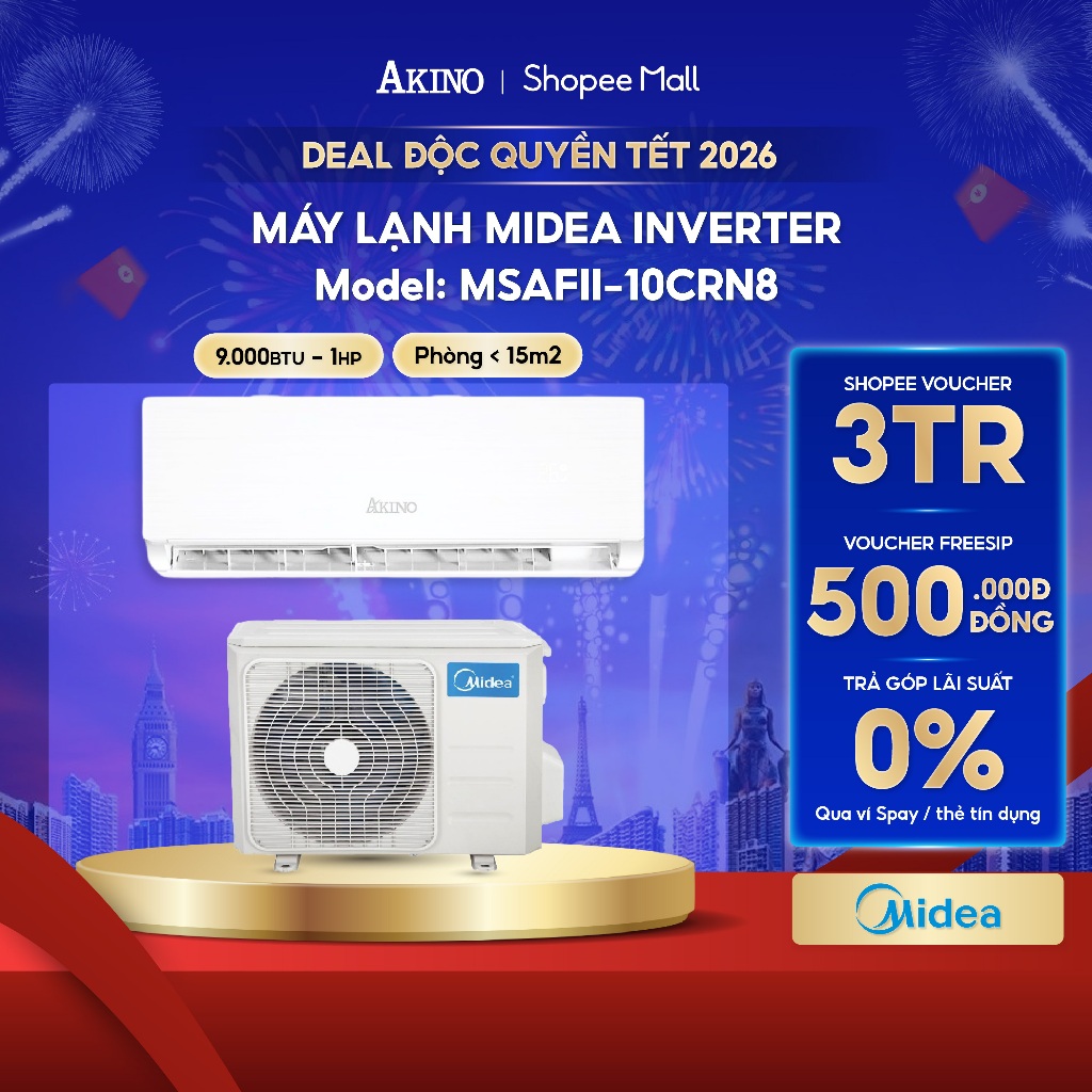 MSAFII-10CRN8 I Máy Lạnh Midea 9.000BTU/1.0 HP/1Ngựa