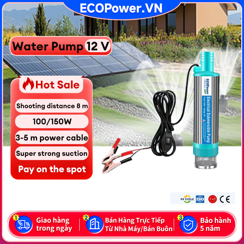 Water Pump DC 12V100/150W Jarak tembak 8 m Daya hisap super kuat Portable Kabel listrik 3-5 m
