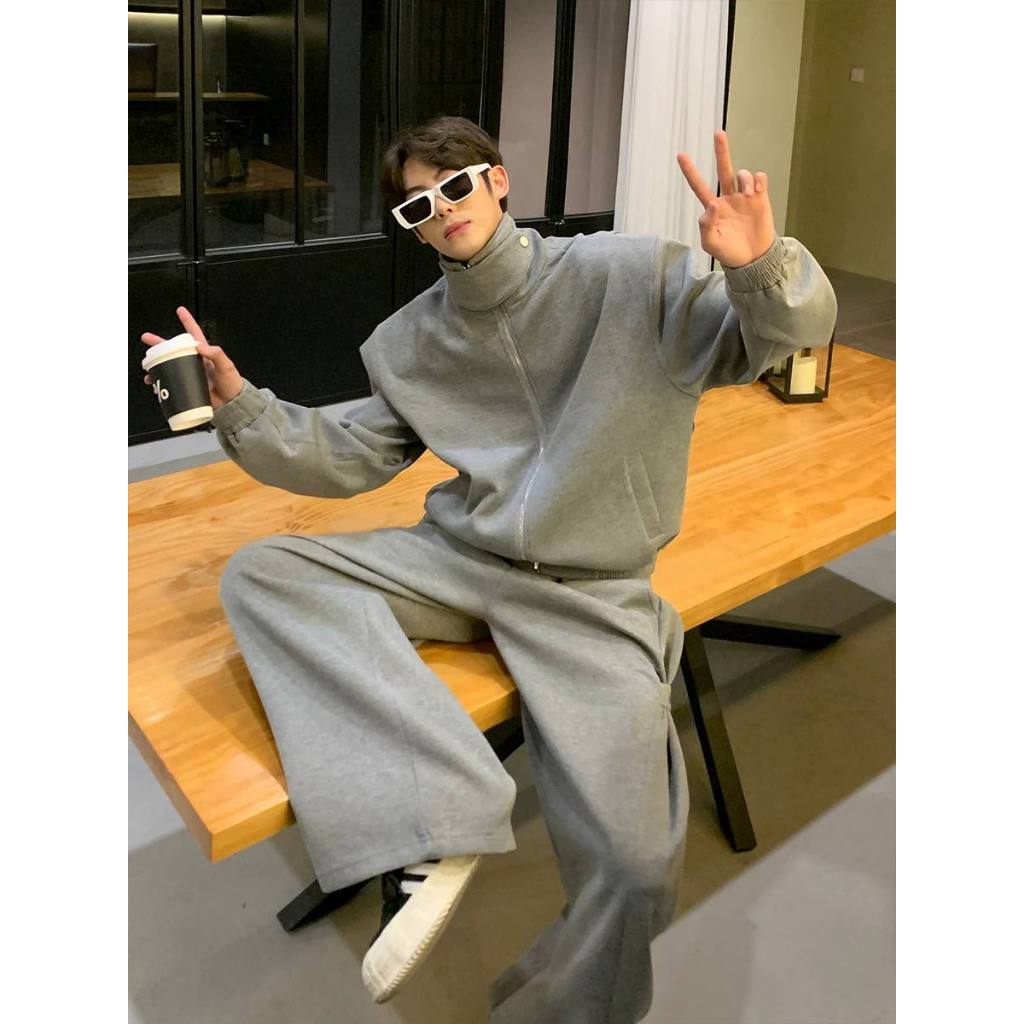 [ B2712 ] Bộ Nỉ Cúc Bấm Xám Form Rộng By MUSLANO FASHION