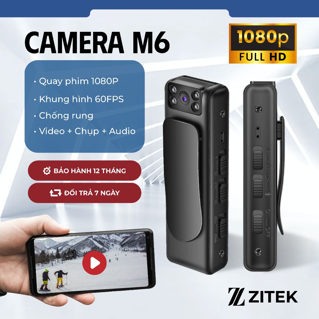 Camera mini M6 Full HD 1080P không dây, camera hành trình giám sát, quay đêm hồng ngoại, ghi âm 10 giờ