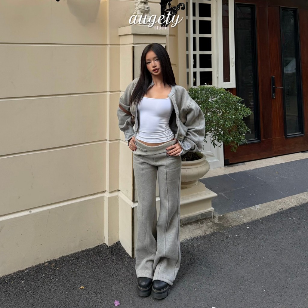 Quần Nỉ Bông Cạp Trễ Ống Loe Lưng Gập Nâng Mông  Augety Studio, NORA Sweatpants | BigBuy360 - bigbuy360.vn