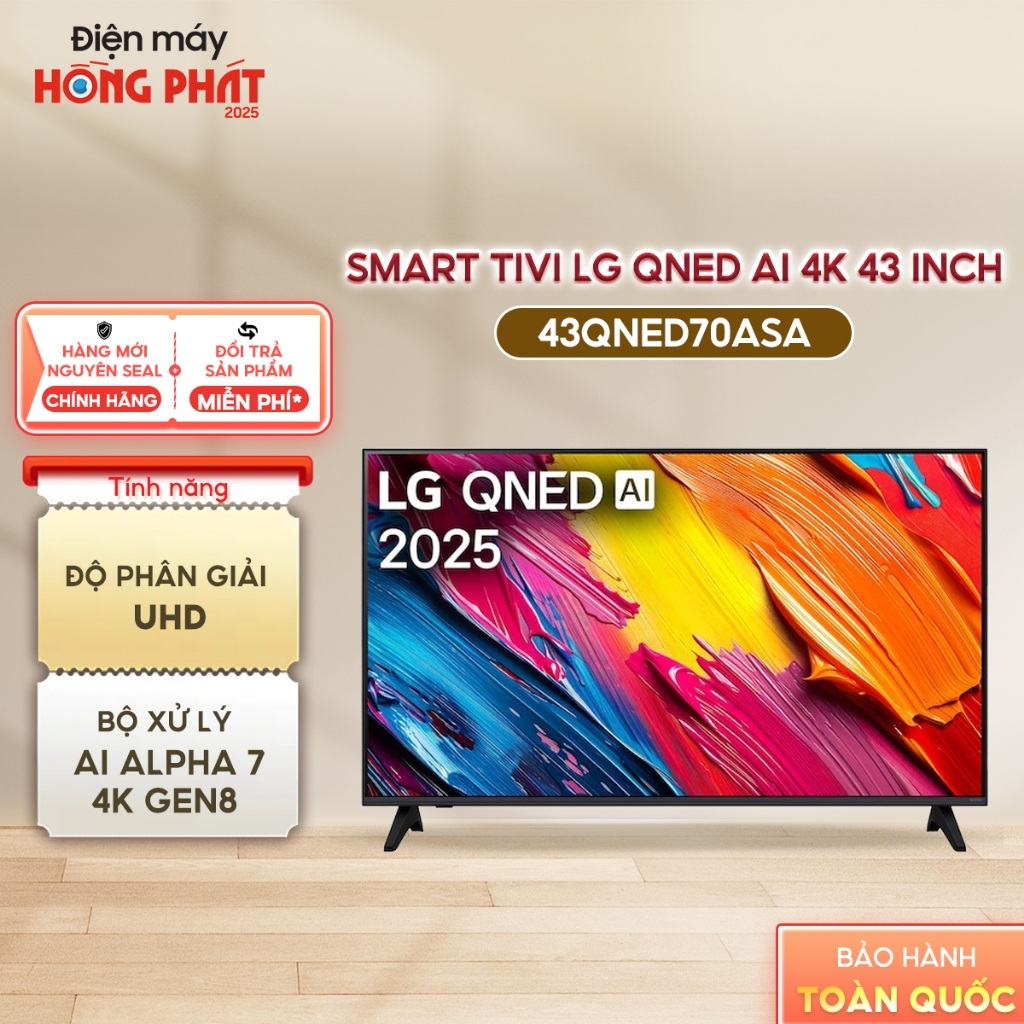 [Giao-Lắp HCM/Cần Thơ] Smart Tivi LG QNED AI 4K 43 Inch 43QNED70ASA