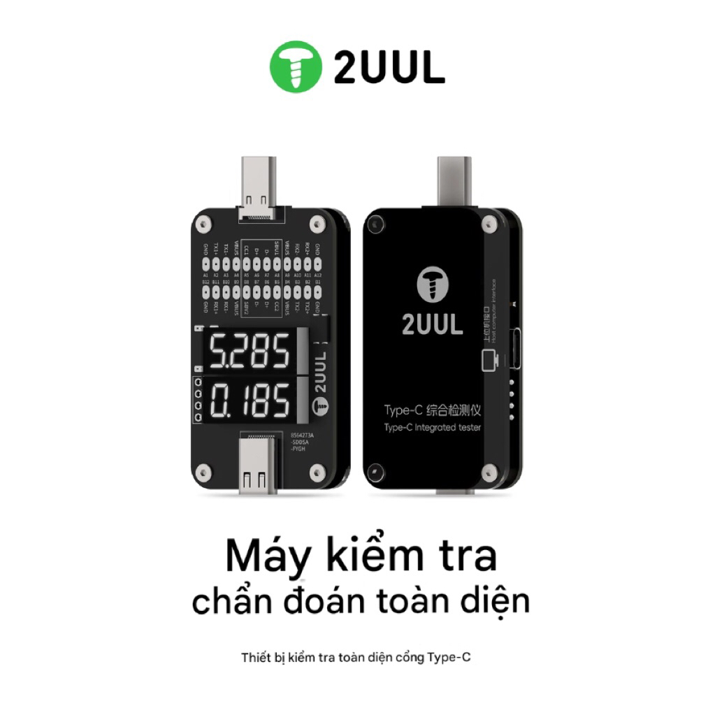 Test Sạc Type-C 2UUL PW32 – Đồng Hồ Đo Dòng & Điện Áp Sạc, Chẩn Đoán Nguồn Pin Chính Xác