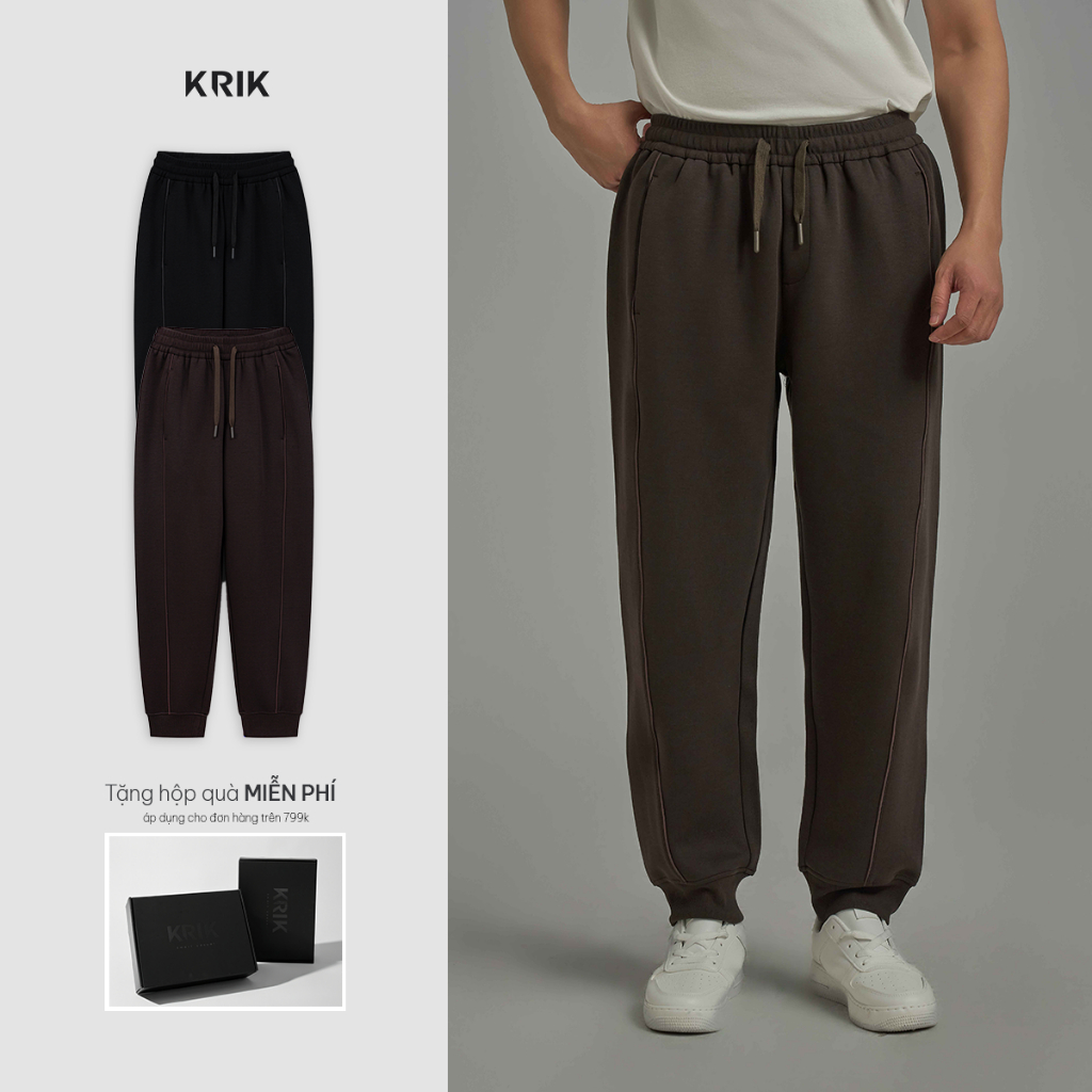 Quần Jogger Nam KRIK Form Classic Chất Liệu Dệt Basic Thiết Kế Bổ Chéo Thể Thao JG7556