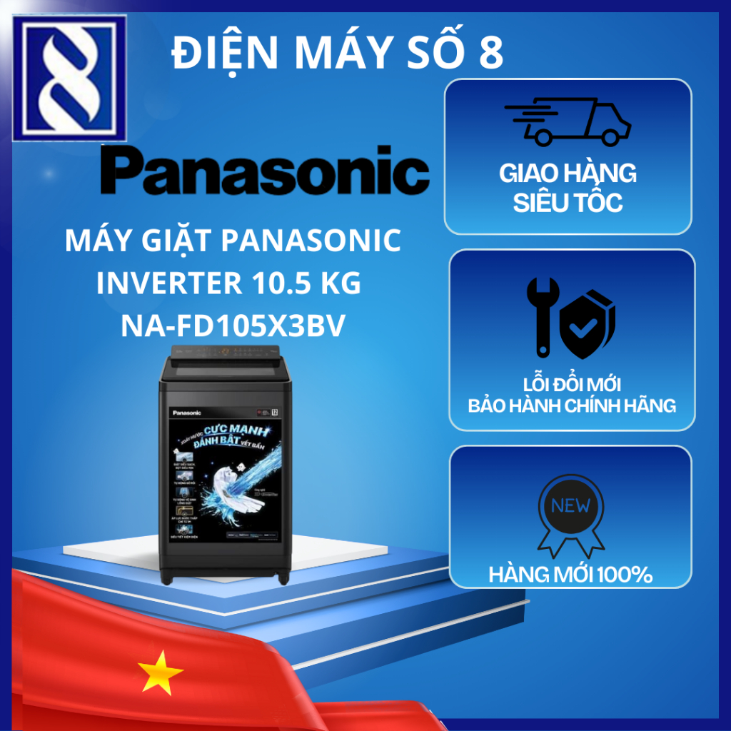 Điện Máy Số 8 | NA-FD105X3BV | Máy giặt Panasonic Inverter 10.5 Kg NA-FD105X3BV - Chính Hãng