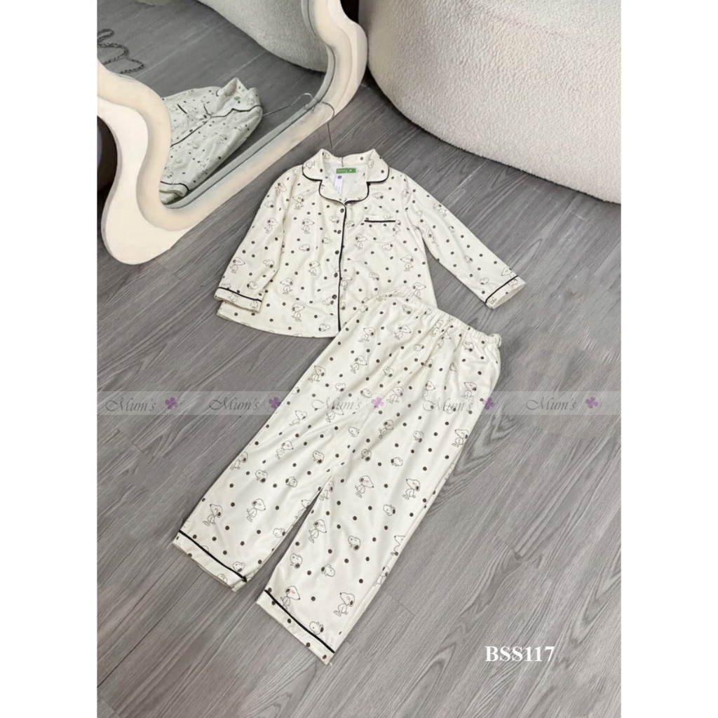 Đồ bộ bầu và sau sinh mùa đông Mum's Shop BSS117 Bộ pizama nhung hình cún dễ thương