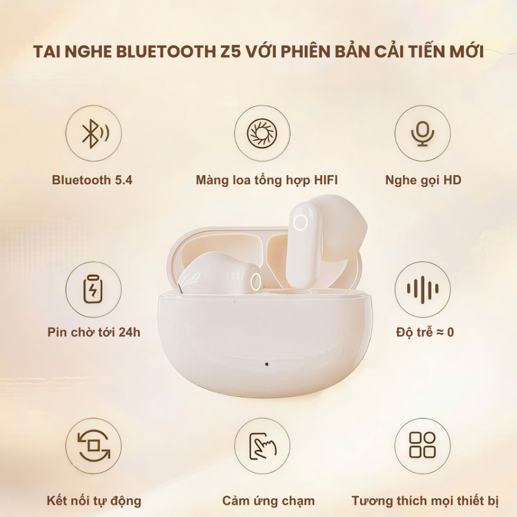 Tai Nghe Bluetooth Z5 TWS Thế Hệ Mới Kèm Mic Chống Ồn, Âm Thanh HIFI, Pin Khỏe Bluetooth 5.4 | BigBuy360 - bigbuy360.vn