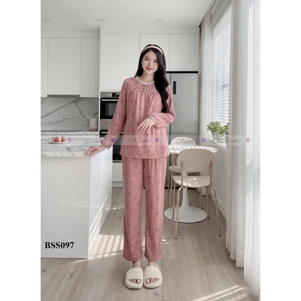 Đồ bộ bầu và sau sinh Mum's Shop BSS097 bộ bầu mặc thu đông có khóa cho bé ty sau sinh tiện lợi