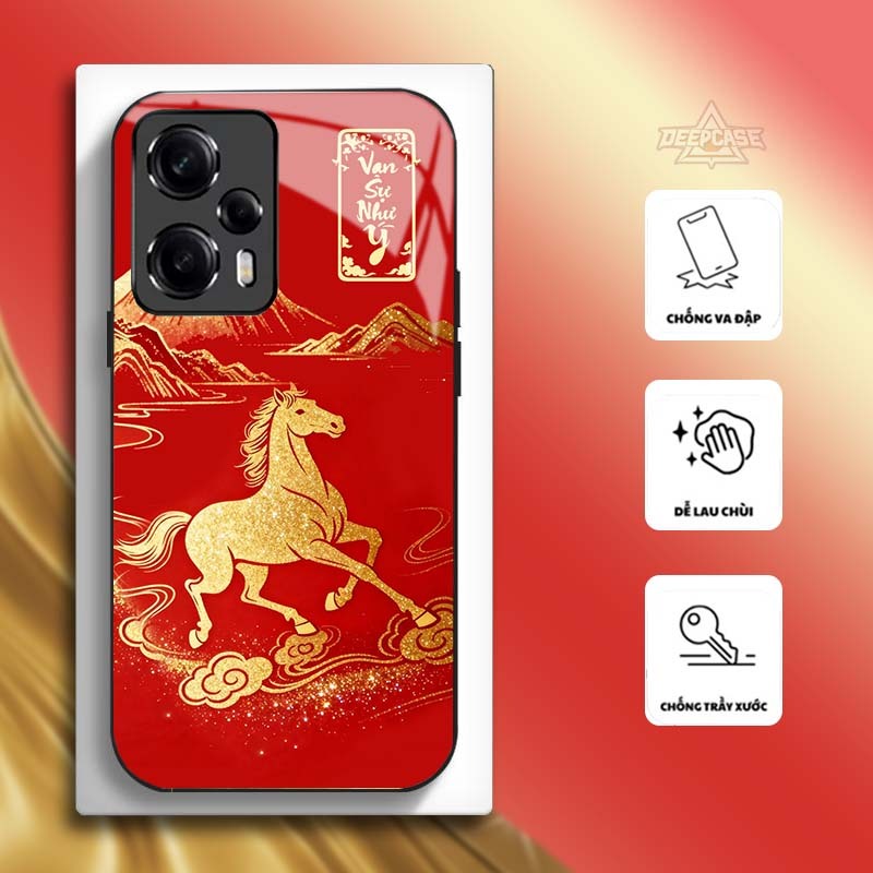Ốp Lưng cho XIAOMI REDMI NOTE 12 TURBO – 12 CON GIÁP TÀI LỘC, Mặt Lưng Kính Cường Lực, May Mắn & Phú