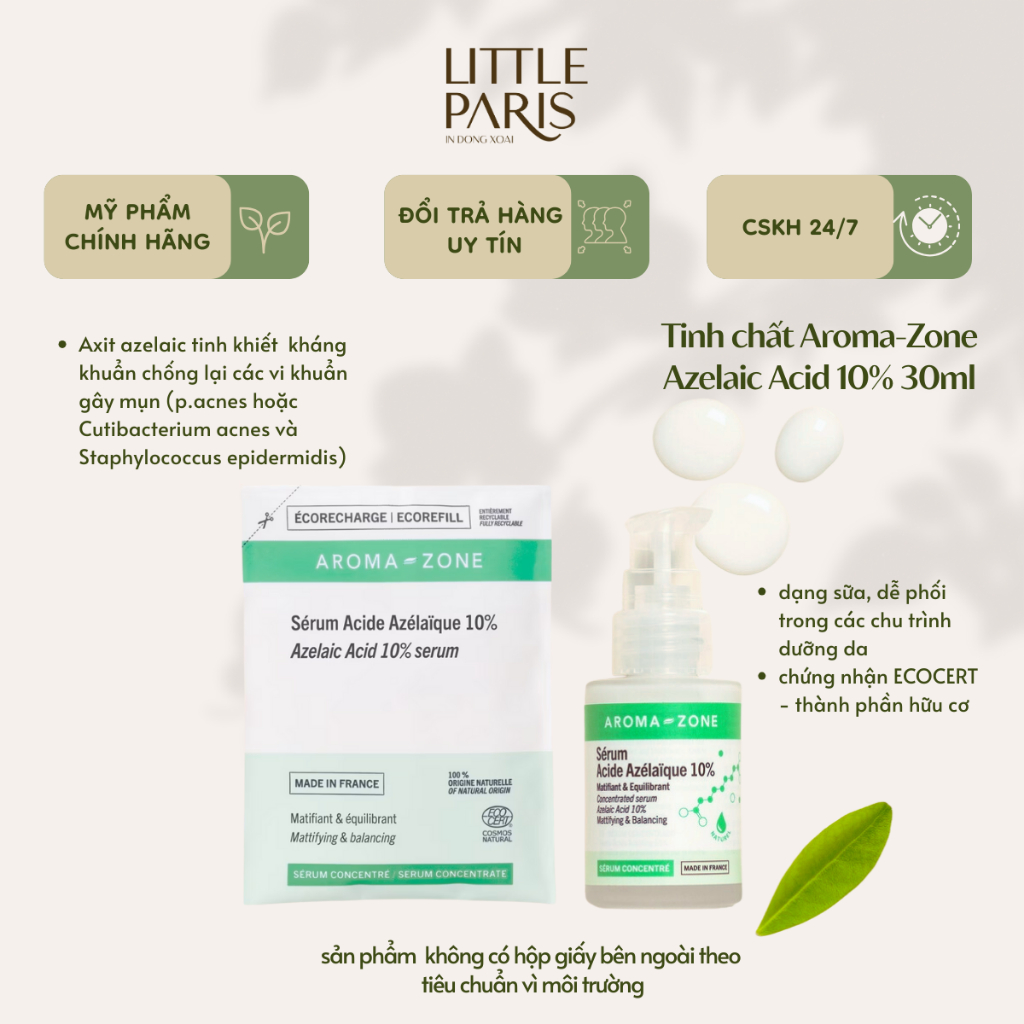 Tinh chất Anzelaic Acid Aroma-Zone Serum Azelaic Acid 10% 30ml
