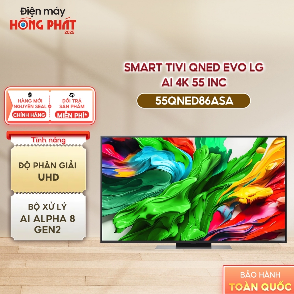 [Giao-Lắp HCM/Cần Thơ] Smart Tivi LG QNED evo AI QNED86 4K 55 Inch 55QNED86ASA