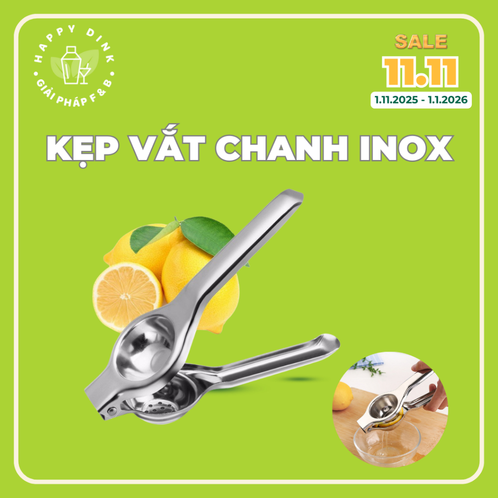 Dụng cụ vắt chanh inox, không han gỉ, vắt kiệt nước, kẹp vắt chanh inox 034