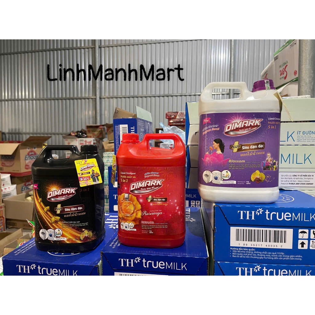 NƯỚC GIẶT XẢ DIMARK 5in1 Plus siêu đậm đặc can lớn 5kg 3 mùi hương siêu tiết kiệm...
