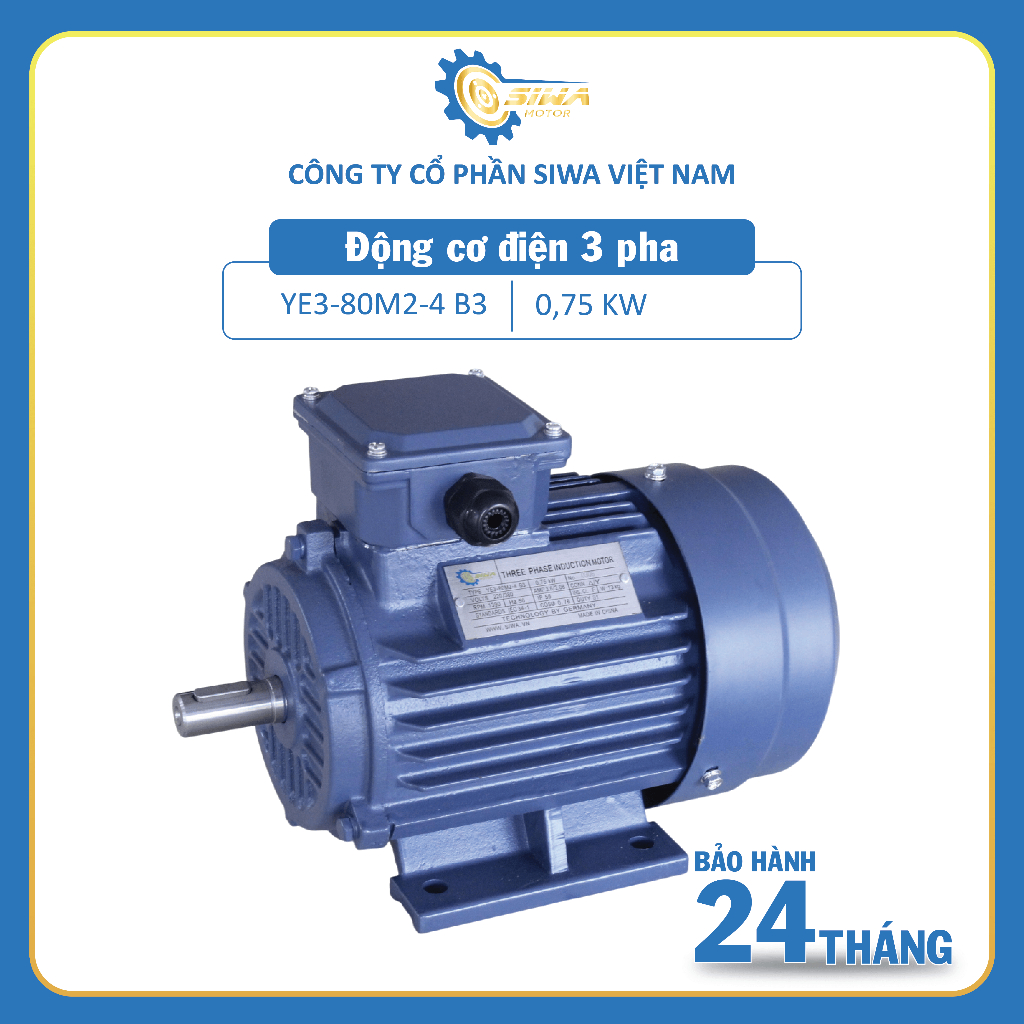 Motor 3 Pha 0.75kW 1HP 220V/380V Siwa