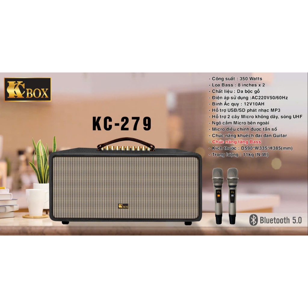Loa di động xách tay KCbox KC-279 - 2micro có delay, reverb