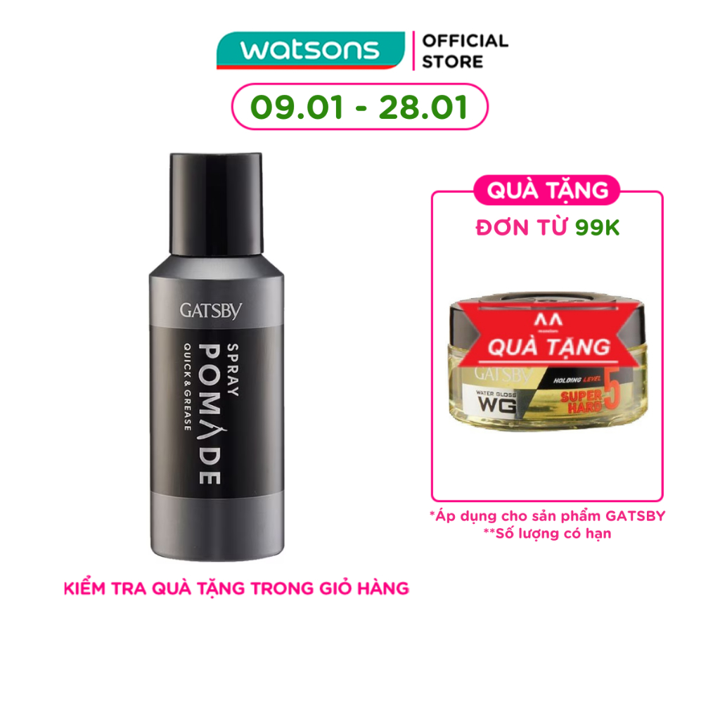 Keo Xịt Tạo Kiểu Tóc Gatsby Pomade Quick & Grease Spray 150ml