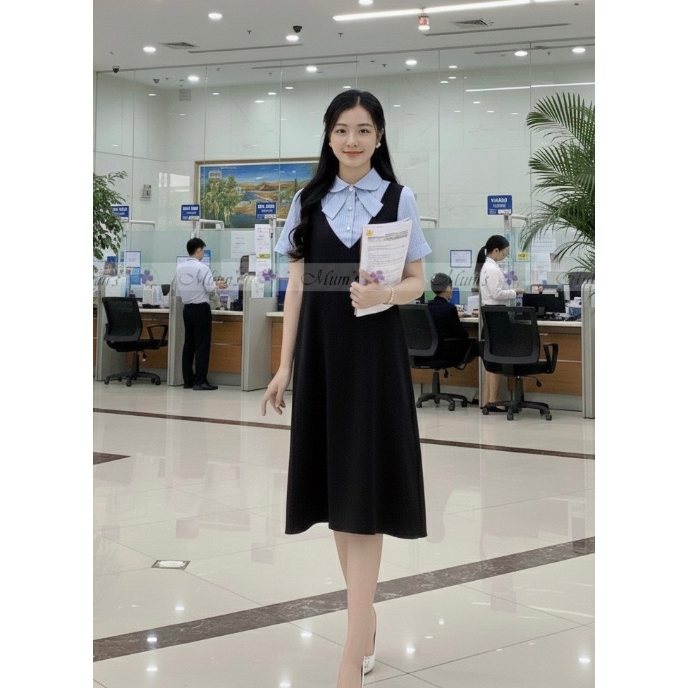 Váy bầu công sở Mum's shop VV343 xinh xắn dễ thương  mát mẻ mẹ bầu mặc hè thoải mái