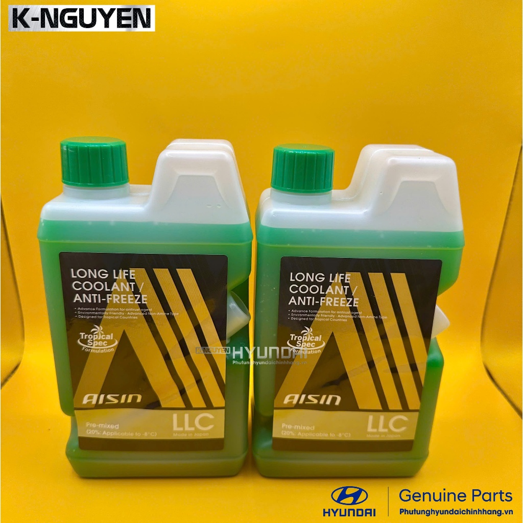 [Combo]  2 Nước Làm Mát AISIN Long Life 1L Xanh dương/ Hồng/ Đỏ/ Xanh Lá- Chính Hãng Nhật Bản