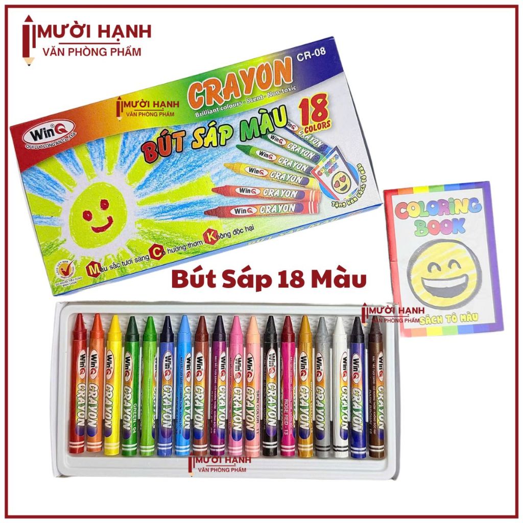 [CR08] COMBO 2 Hộp Bút Sáp Thơm / Bút Sáp Màu Thơm / Bút Tô Màu / Sáp Màu 18 Màu Win Q Crayon CR 08 