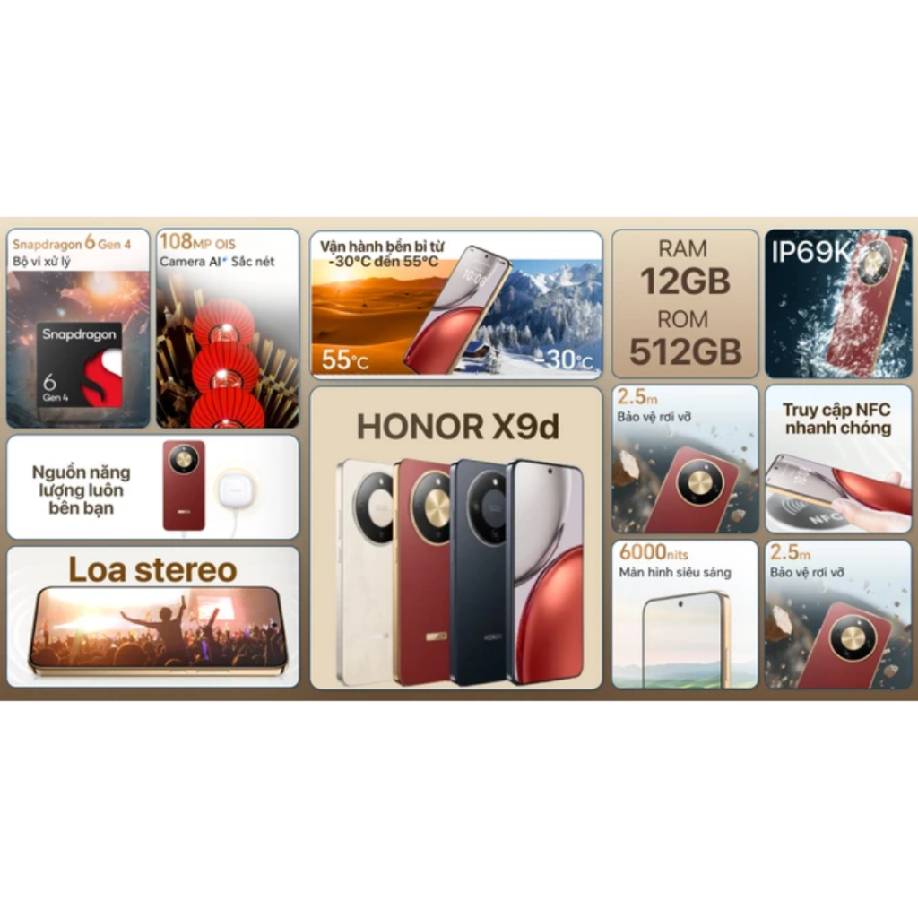 Điện thoại Honor X9D 5G - Ram 16 (8+8)GB Rom 256GB - Sạc Nhanh 66W - Hàng Chính Hãng - Khang Nhung Mobile | BigBuy360 - bigbuy360.vn