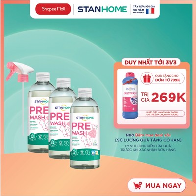 Set xịt xử lý vết bẩn trước khi giặt Stanhome PreWash 500ml/chai