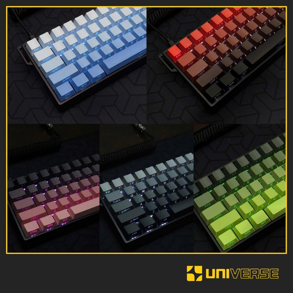 Keycap xuyên led mạch xuôi side print - keycap gradient oem profile - keycap polar pbt doubleshot - 