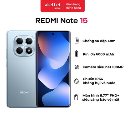 Điện thoại thông minh REDMI Note 15 | 6+128GB | Pin lớn 6000mAh | Màn hình siêu bền