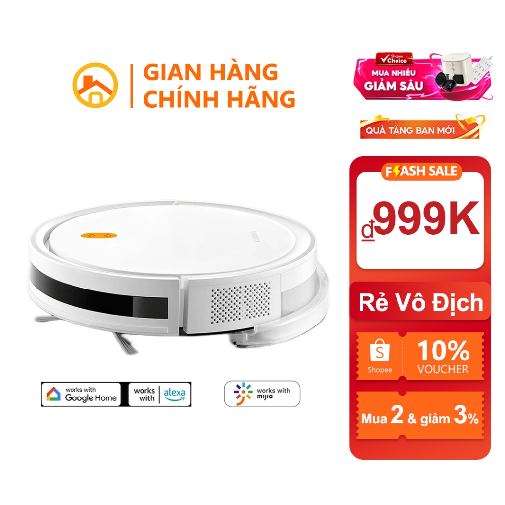 Robot Hút Bụi Lau Nhà Xiaomi E5 - Lực Hút 2500Pa, Pin 5200mAh, Tự Động Về Sạc