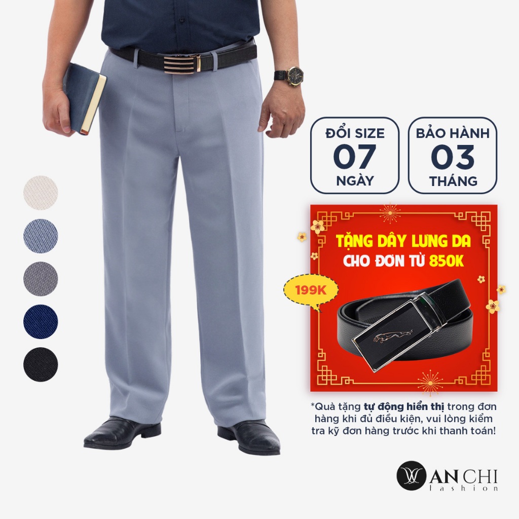 Quần âu trung niên nam ANCHI vải tăm lịch sự thoải mái làm quà tặng bố - B4QAACVT