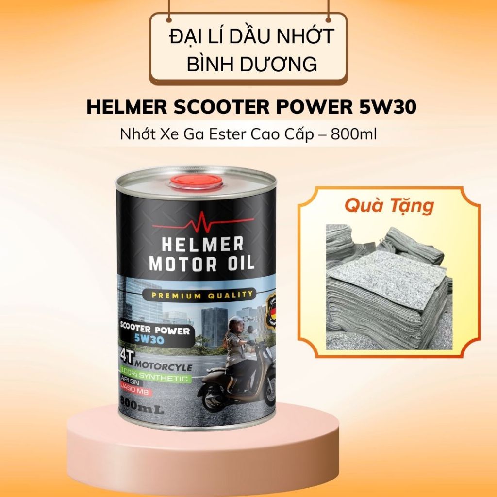 Dầu nhớt xe tay ga nhỏ Helmer Motor Oil Scooter Power 4T 5W30 - 800ML