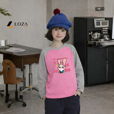 Áo thu đông bé gái in nhiều hình dễ thương - Áo dài tay bé gái chất thun cotton co giãn 4 chiều - Loza Kids AZ002