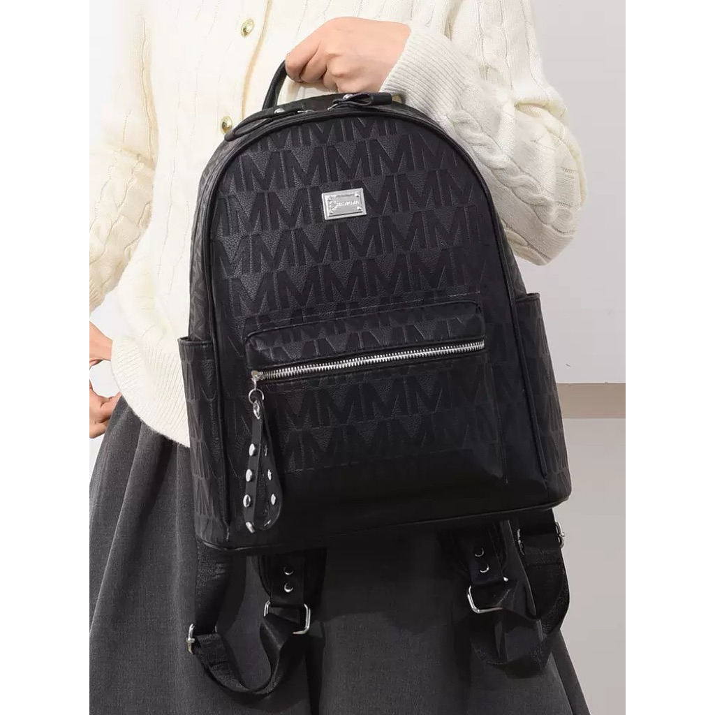 Balo Da Hoạ Tiết Chữ M Size 38cm Hàng Quảng Châu