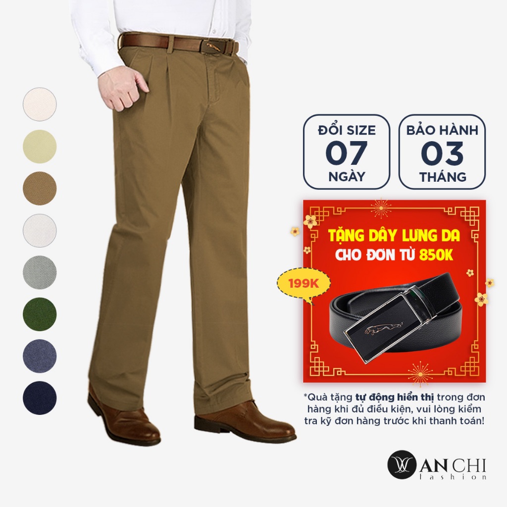 Quần kaki thô 2 ly ANCHI dành cho nam trung niên chất dày dặn - B4ACKK2022THO