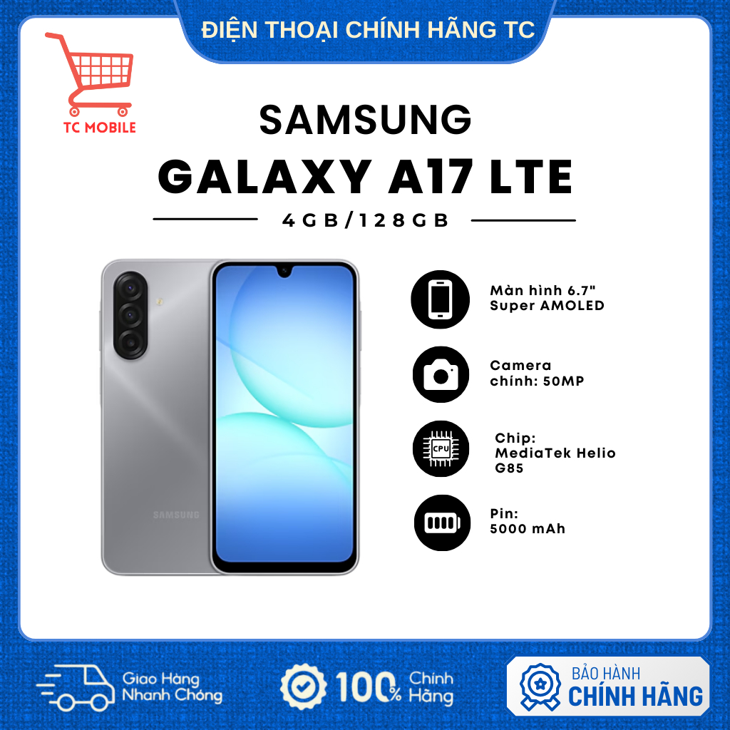 Điện thoại Samsung Galaxy A17 4G 4GB/128GB - Hàng Chính Hãng