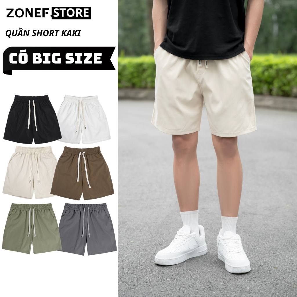 Quần Đùi Nam Kaki Cạp Chun Trển Gối ZONEF STORE Quần Short Chất Liệu Cao Cấp Thoáng Mát