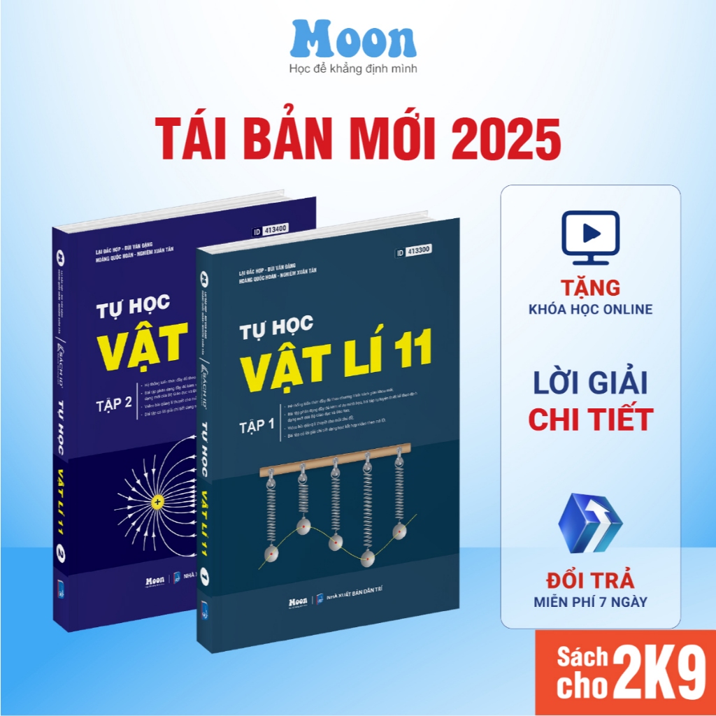 Sách tự học Vật lý lớp 11 tập 1 & tập 2 chương trình SGK mới - Moonbook